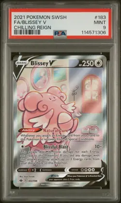 PSA 9 Pokemon Card - Blissey V 183/198 Alt Art - Chilling Reign - Image 1