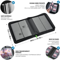 Toploader Binder, Trading Card Binder Storage,128 4 Pocket Top Loader Pokemon - Image 4