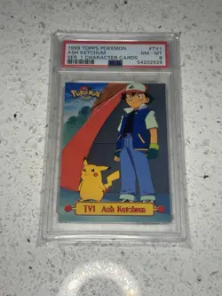 1999 TOPPS POKEMON SERIES 1 CHARACTER CARDS ASH KETCHUM PSA 8 - Image 1