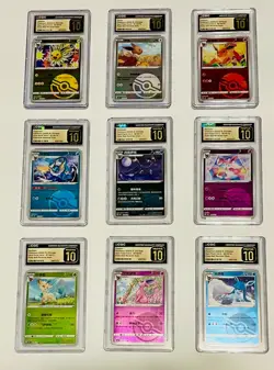 Pokemon CGC Pristine 10 Graded 9 Card Lot Gem Pack Pokeball w/ Umbreon & Eevee - Image 1
