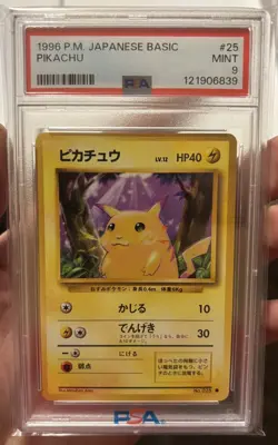 PSA 9 Pikachu Japanese Base Set Basic 1996 P.M. Pokemon Mint 9 Graded Card #25 - Image 1