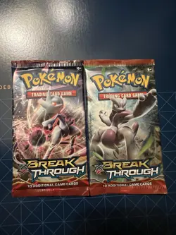 2 Packs Pokemon XY Breakthrough Mewtwo Art Booster 10 Card Pack Sealed New - Image 1