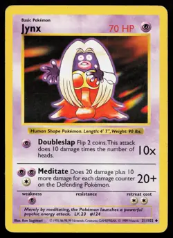 Jynx 031/102 Uncommon Base Set (Shadowless) Pokemon Card - Image 1