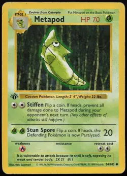 Metapod [1st Edition] #54 Base Set Pokemon Card - Image 1