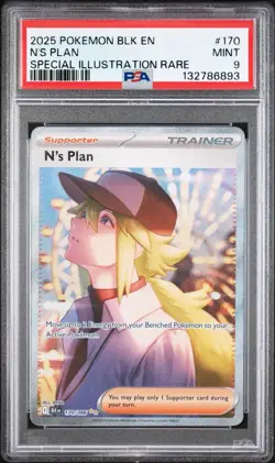 2025 Pokemon BLK EN-Black Bolt #170/086 N's Plan Special Illustration Rare PSA 9 - Image 1