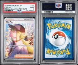 2025 Pokemon BLK EN-Black Bolt #170/086 N's Plan Special Illustration Rare PSA 9 - Image 3