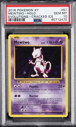 2016 POKEMON XY EVOLUTIONS CRACKED ICE #51 MEWTWO-HOLO PSA 10 - Image 1