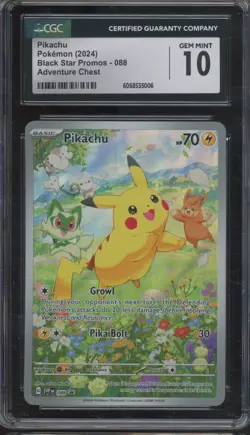 2024 Pokemon Black Star Promo Adventure Chest #088 Pikachu Gem Mint CGC 10 - Image 1