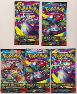 POKEMON TCG MEGA EVOLUTION FACTORY SEALED BOOSTER 5 PACK LOT NEW G - Image 1