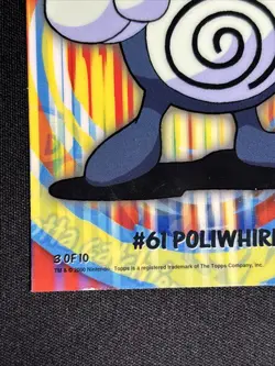 Pokemon 2000 Topps TV Animation - Poliwhirl #61 (3 of 10) Stick-on Puzzle - NM - Image 5