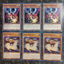 X3 Droll & Lock Bird x3 Retaliating "C" (Common) Hand Trap Yugioh - Image 1