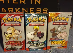 X3 Pokemon Fun Packs (Sealed Packs with 3 Cards) Destined, Journey, Surging Lot - Image 1