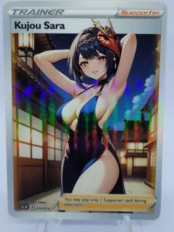 Kujou Sara - CUSTOM Full Art Trainer Card SLN - Genshin Impact Sexy Waifu Card - Image 1