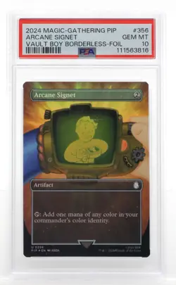 MTG Fallout Arcane Signet Borderless Foil PIP Vault Boy #356 PSA 10 GEM MINT - Image 1