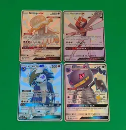Mint Pokemon Hidden Fates Shiny Vault GX Lot 4 Lycanroc, Banette, Nihilego, Kart - Image 2