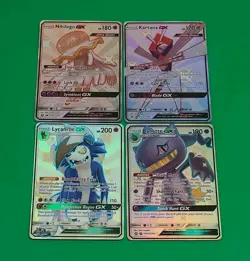 Mint Pokemon Hidden Fates Shiny Vault GX Lot 4 Lycanroc, Banette, Nihilego, Kart - Image 3