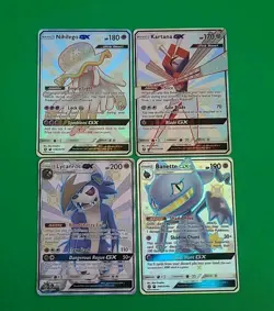 Mint Pokemon Hidden Fates Shiny Vault GX Lot 4 Lycanroc, Banette, Nihilego, Kart - Image 4