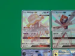 Mint Pokemon Hidden Fates Shiny Vault GX Lot 4 Lycanroc, Banette, Nihilego, Kart - Image 5