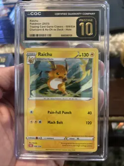 Pokemon 2023 CGC PRESTINE 10 Gem Mint Raichu Holo Card 009/034 Classic LOW POP - Image 1