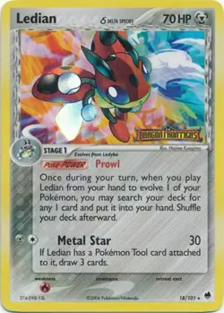 1x Ledian (Delta Species) - 18/101 - Rare - Reverse Holo Damaged Pokemon EX - Dr - Image 1