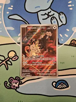 Pokemon TCG: Team Rocket's Meowth Illustration Rare (203/182) Destined Rivals NM - Image 1