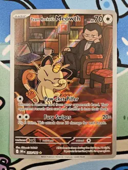 Pokemon TCG: Team Rocket's Meowth Illustration Rare (203/182) Destined Rivals NM - Image 2