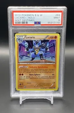 2012 POKEMON BLACK & WHITE NEXT DESTINIES #64 LUCARIO HOLO PSA 9 - Image 1