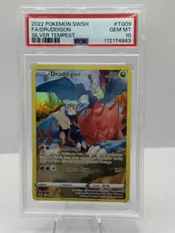 2022 Pokemon SWSH Silver Tempest TG09/TG30 FA Druddigon PSA 10 - Image 1