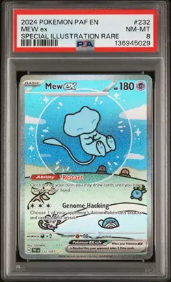 2024 POKEMON PAF EN-PALDEAN FATES SPECIAL ILLUSTRATION RARE #232 MEW EX PSA 8 - Image 1