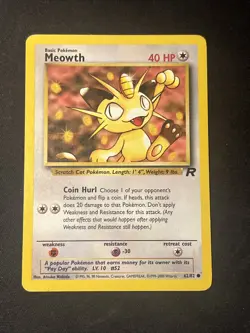 Pokemon TCG Meowth Team Rocket 62/82 Regular 1st Edition Common - Image 1