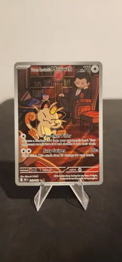 Team Rocket's Meowth 203/182 Destined Rivals Illustration Rare Pokemon - Image 1