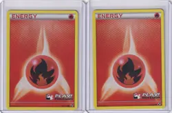 Fire Energy Plaid Holo #106 Play Pokemon Stamp 2011 TCG Lot - x2 - Image 1