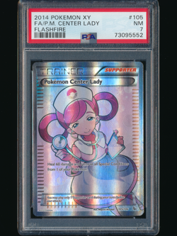 2014 POKEMON CENTER LADY FULL ART HOLO #105 XY FLASHFIRE PSA 7 NM NEAR MINT - Image 1