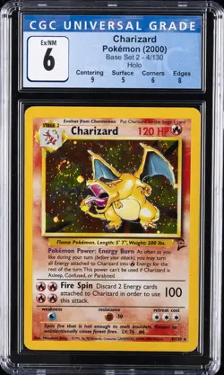2000 POKEMON BASE SET 2 HOLO #4/130 CHARIZARD CGC 6 - Image 1