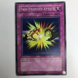 Yugioh Two-Pronged Attack LOB-061 Legend of Blue Eyes White Dragon Rare Card LP - Image 2