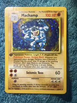 1st Edition Machamp 8/102 Base Set Holo Rare Vintage 1999 Pokemon Card TCG USED - Image 4