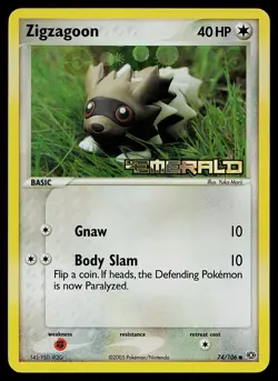 Pokemon Card - Zigzagoon Emerald Stamped 74/106 Common Reverse Holo - Image 1