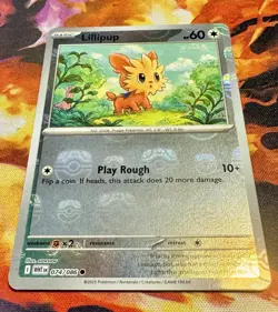Pokemon Lillipup 074/086 MASTER BALL PATTERN Holo Foil WHITE FLARE 2025 NM/MINT - Image 5