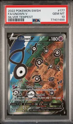 2022 POKEMON SWORD & SHIELD SILVER TEMPEST #177 FA/UNOWN V SILVER TEMPEST PSA 10 - Image 1