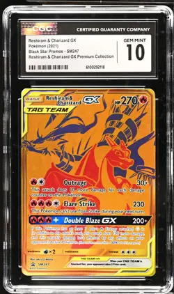 RESHIRAM & CHARIZARD GX Sun & Moon Promo #SM247 CGC 10 Pokemon [Nostalgium] - Image 1