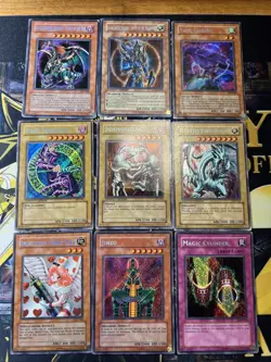 Vintage Yugioh Card Holo Collection 9 Cards #45 Secret Rares IOC MC2 BPT LOD LON - Image 1