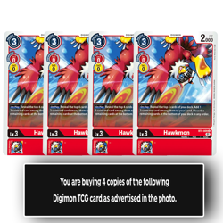 Hawkmon BT8-009 U Uncommon Red Digimion TCG Card Playset - Image 1