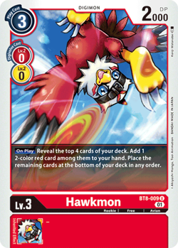 Hawkmon BT8-009 U Uncommon Red Digimion TCG Card Playset - Image 2