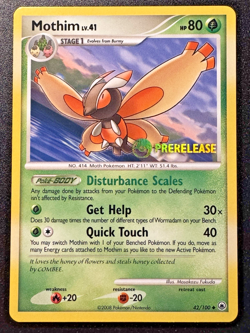 Prerelease Mothim 42/100 D&P Majestic Dawn Pokemon Card Rare Stamped LP - Image 1