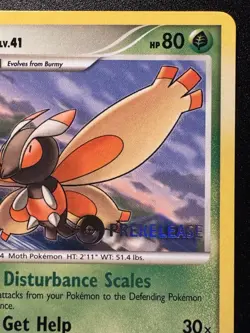 Prerelease Mothim 42/100 D&P Majestic Dawn Pokemon Card Rare Stamped LP - Image 4