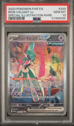 IRON VALIANT EX #249 2023 POKEMON PAR EN-PARADOX RIFT PSA 10 - Image 1