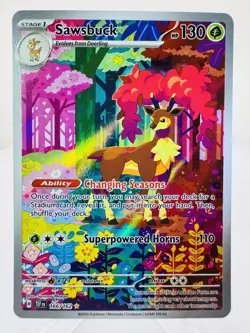 2024 Temporal Forces Sawsbuck 166/162 Illustration Rare Pokemon TCG - Image 2