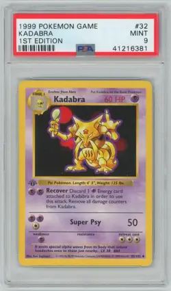 1999 Pokemon Base Set #32 Kadabra - 1st Edition - PSA 9 MINT - Image 1