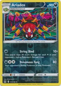 Reverse Holo Ariados 113/196 Rare Lost Origin Pokemon TCG - Image 1