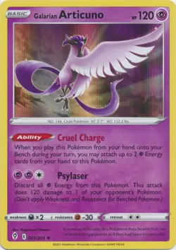 Holo Galarian Articuno 063/203 Rare Evolving Skies Pokemon TCG - Image 1